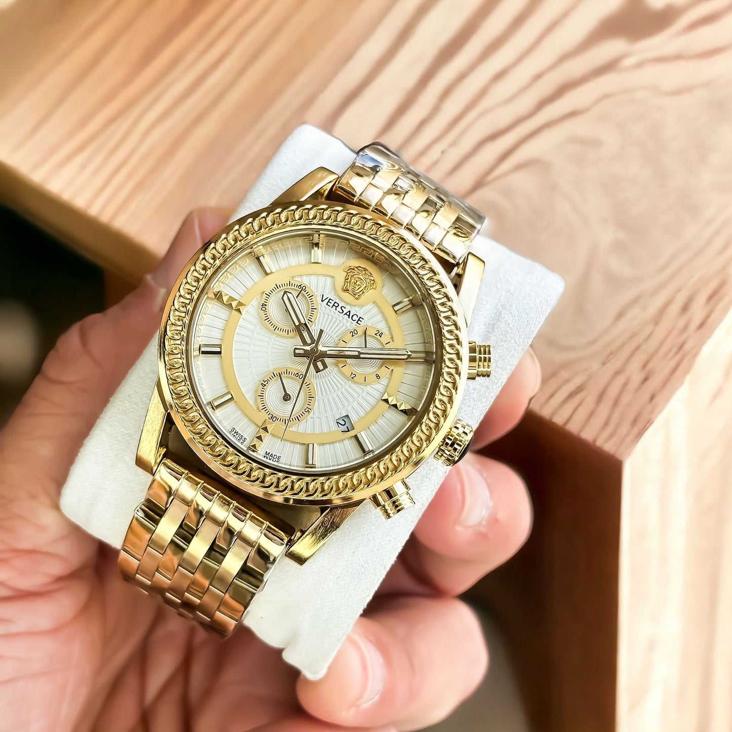 Versace bi-compax chronograph Gold Watch Store India