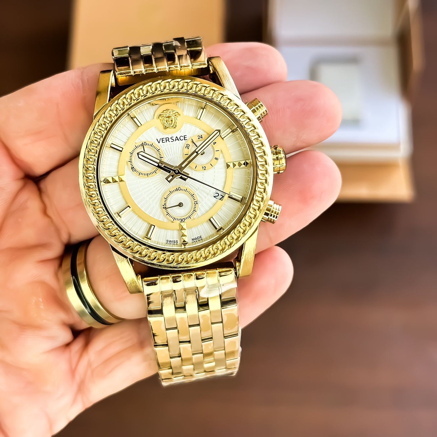 Versace bi-compax chronograph Gold Watch Store India