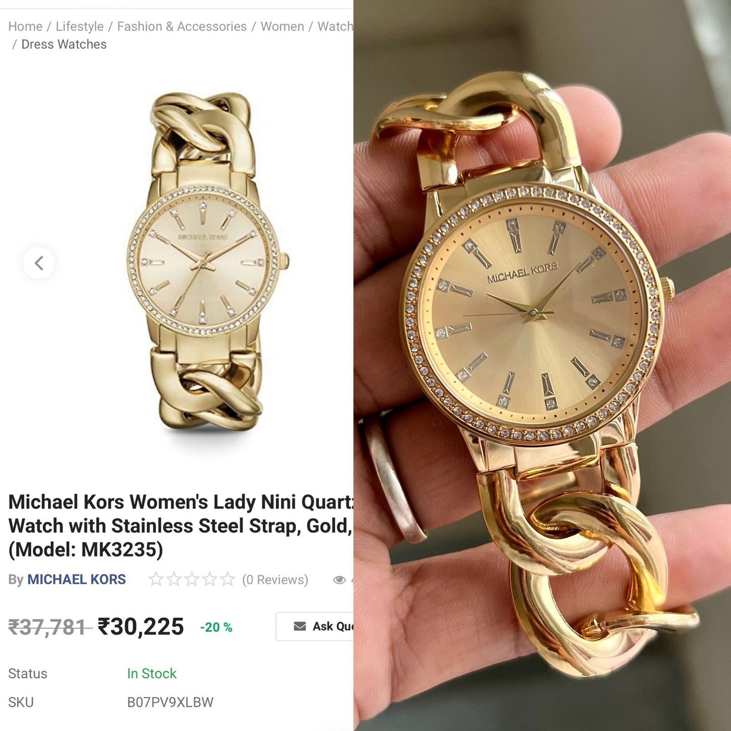 MICHAEL KORS Gold Bracelet Watch Store India