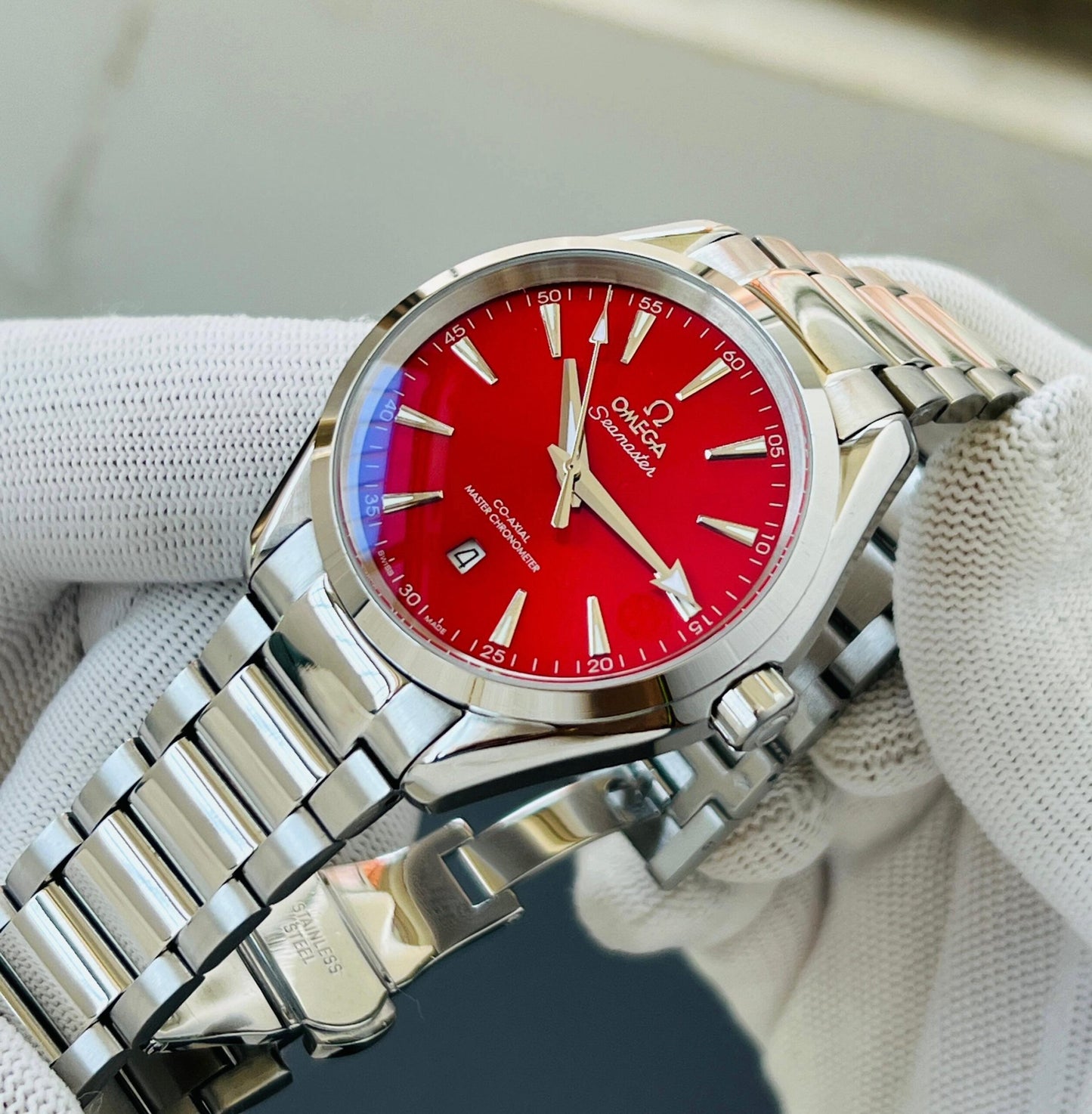 Omega Seamaster Aqua Terra Red Dial Watch Store India