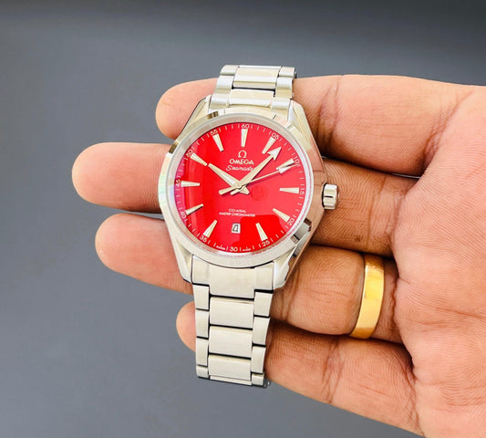 Omega Seamaster Aqua Terra Red Dial Watch Store India