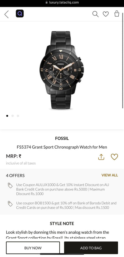 Fossil FS-5374 Watch Store India