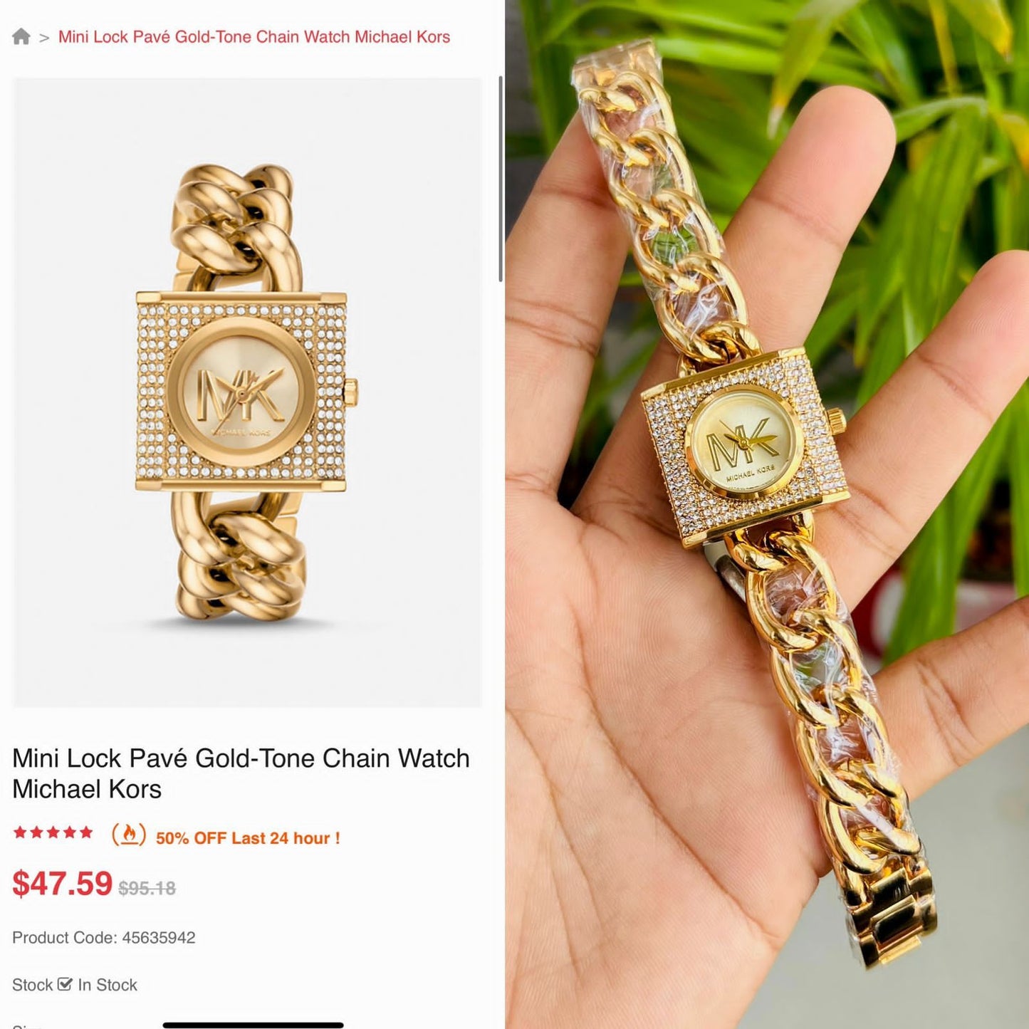 Michael Kors Lennox crystals Gold Watch Store India