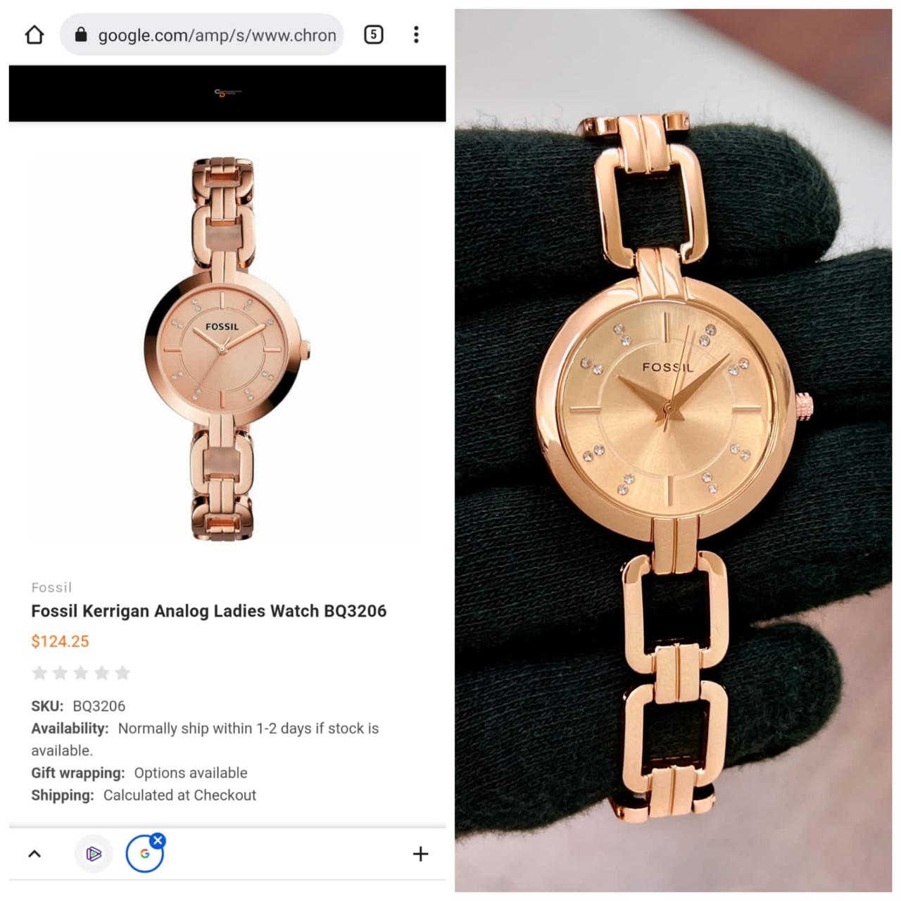 Fossil Rose Gold Ladies Watch Store India