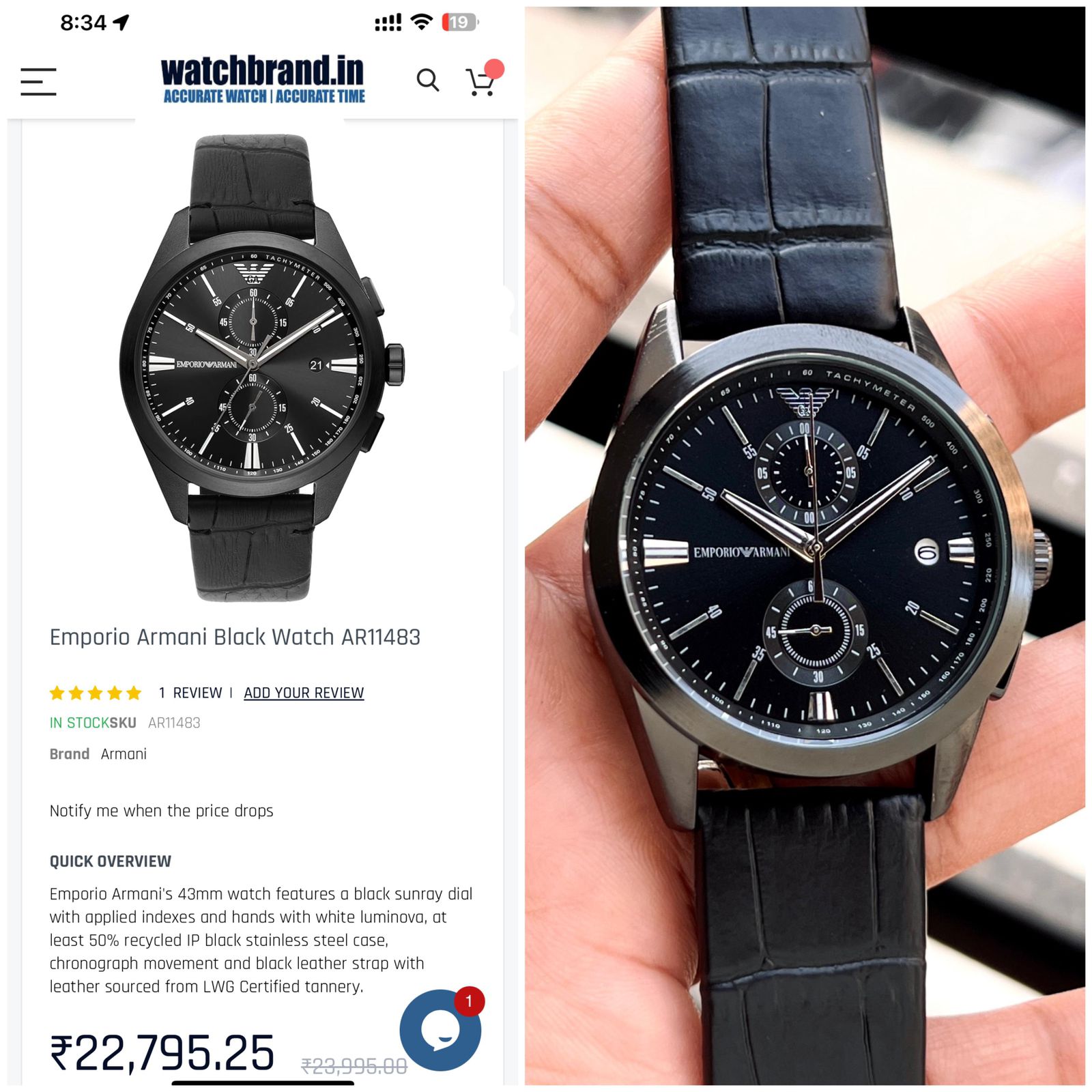 Emporio Armani Modern Leather band Watch Store India