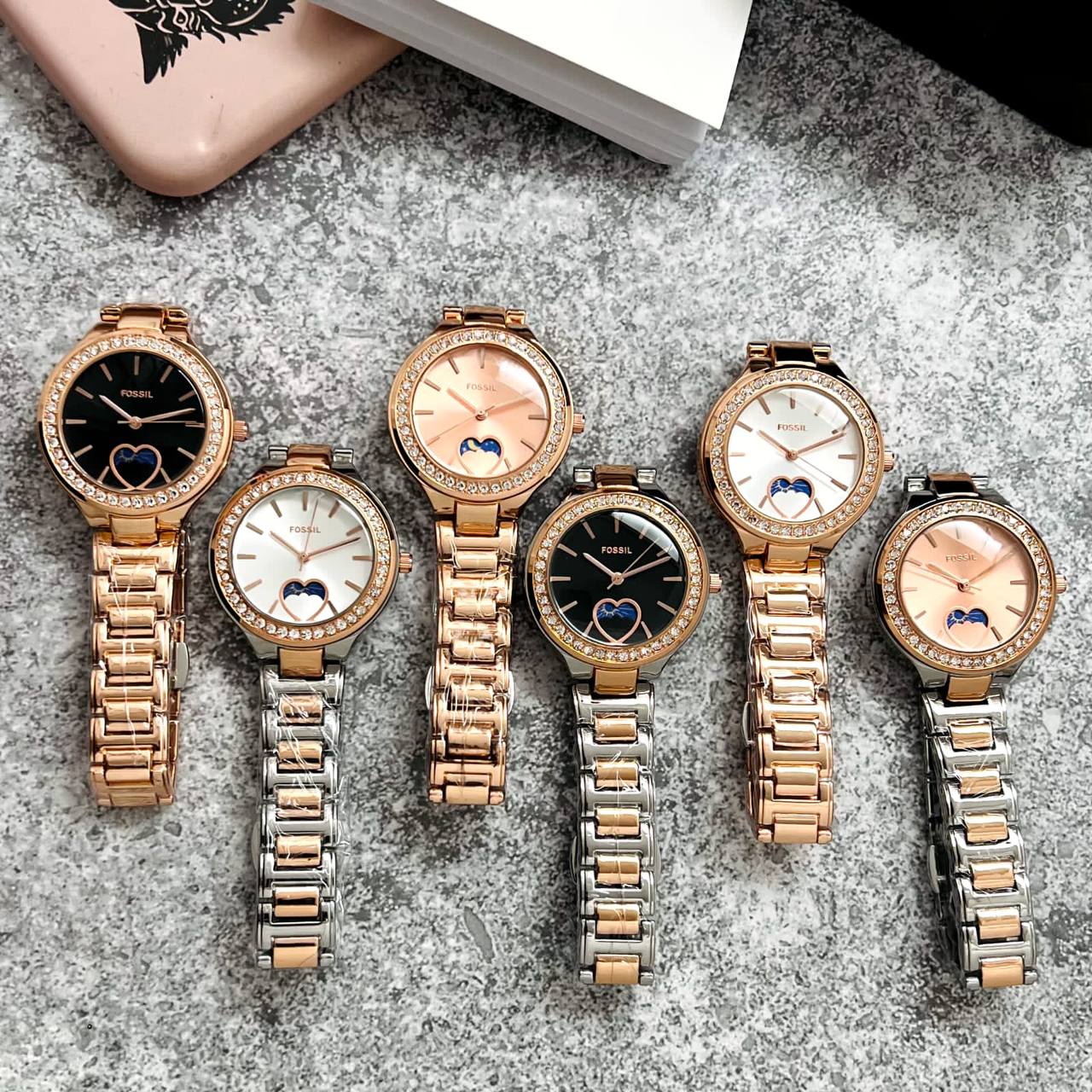 Fossil Carlie SUN MOON- 6 Colors Watch Store India