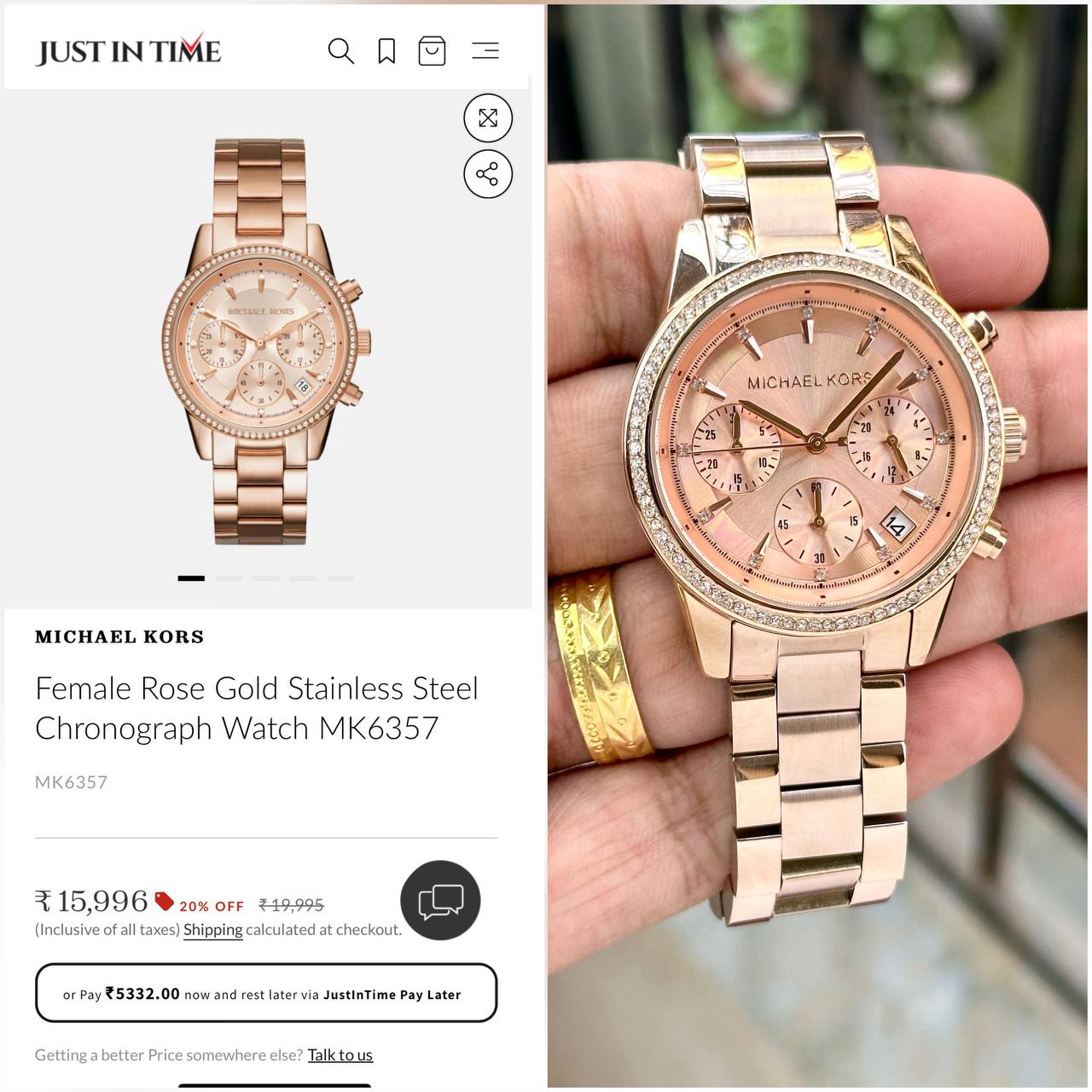 Michael Kors Ritz Rose-Gold MK6357 Watch Store India