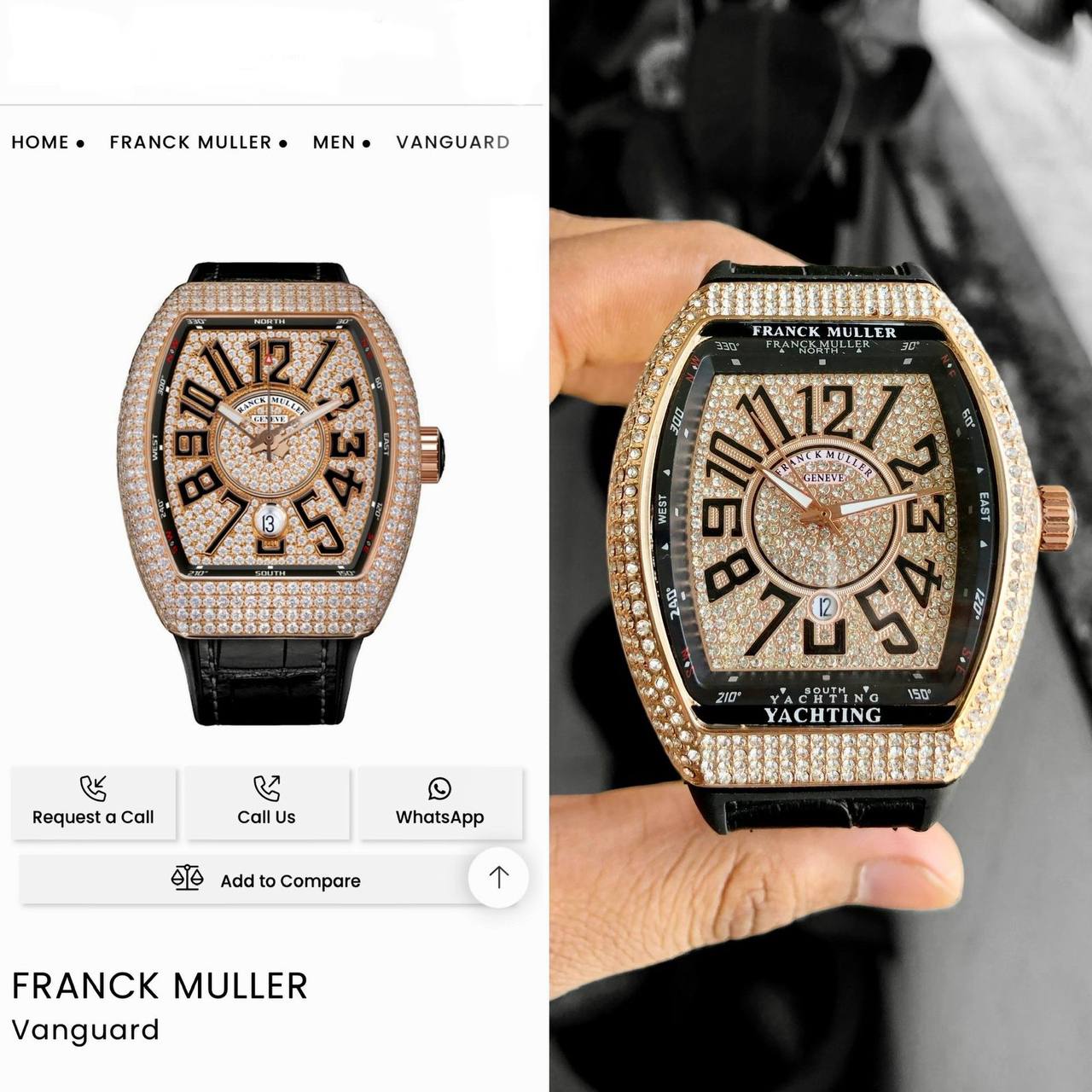 Franck Muller Rose Gold Diamond Watch Store India