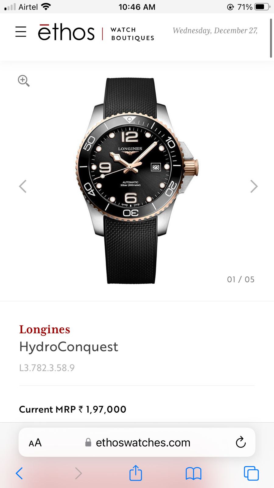 Longines HydroConquest Leather Watch Store India