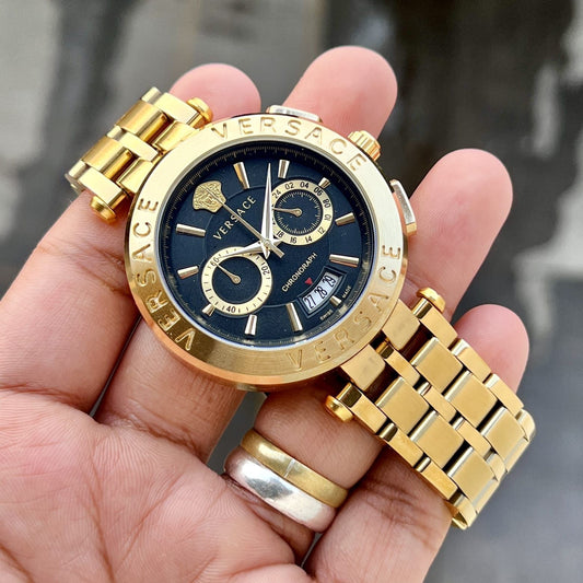 Versace Aion Chronograph Black-Golden Watch Store India